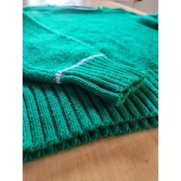 Vintage 1960s 70s Kelly Green Acrylic Knit Crewneck Sweater, Women's Medium - Picture 6 of 8